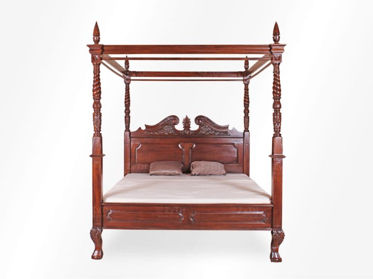 Tempat tidur pengantin kayu solid klasik mewah