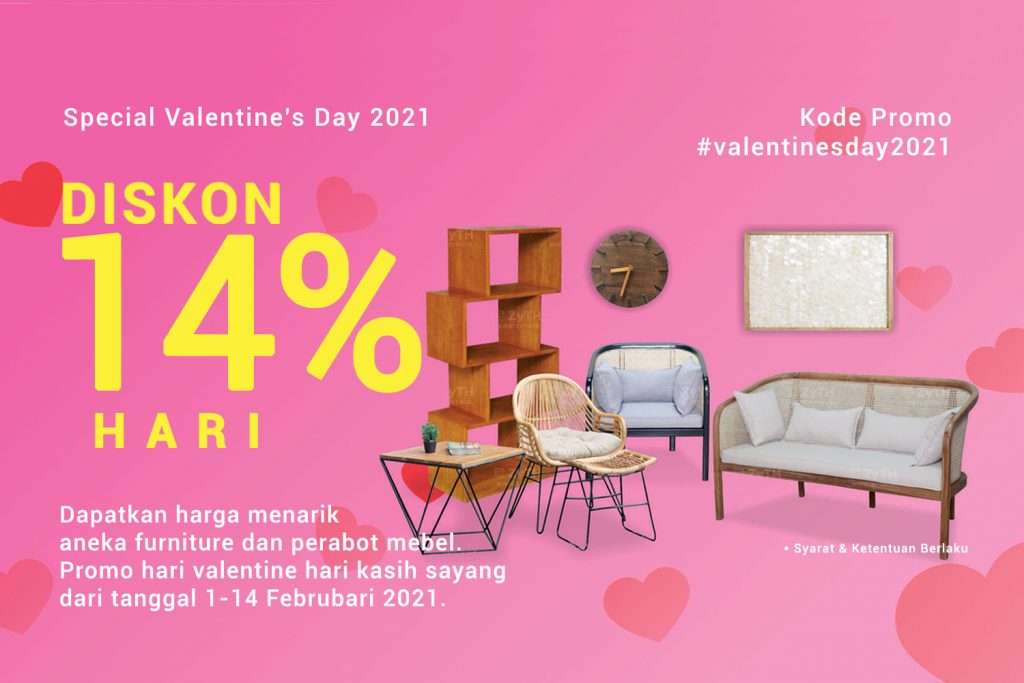Promo hari kasih sayang valentine's day 2021 belanja furniture diskon besar