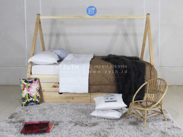 Tempat tidur anak minimalis karakter tenda rumah